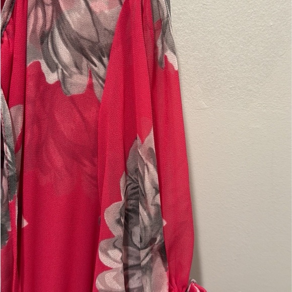 MISA Los Angeles Dariya Pink Floral Sheer Midi Dress NWT Tie Neck Boho Small - Picture 7 of 13